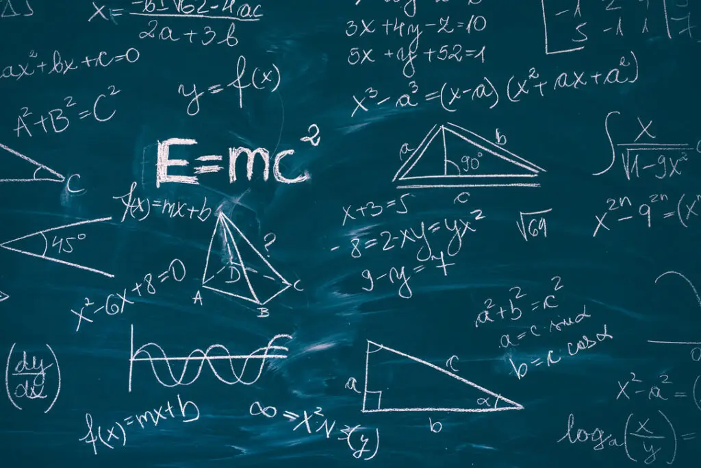 Blackboard with a math lesson written on it