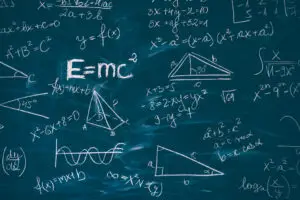 Blackboard with a math lesson written on it